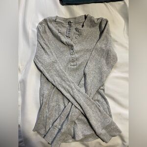 Gray Long Sleeve Henley Shirt